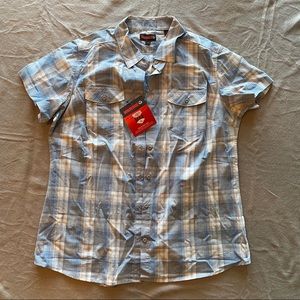 Short sleeve plaid blouse